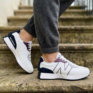 New Balance 327 LEATHER Golf Casual Women's Sneakers Shoes White Navy size 10